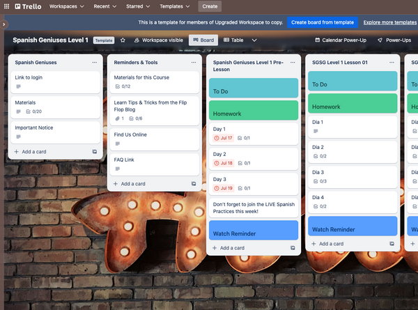 Spanish Geniuses Level 1 Online Interactive Schedule