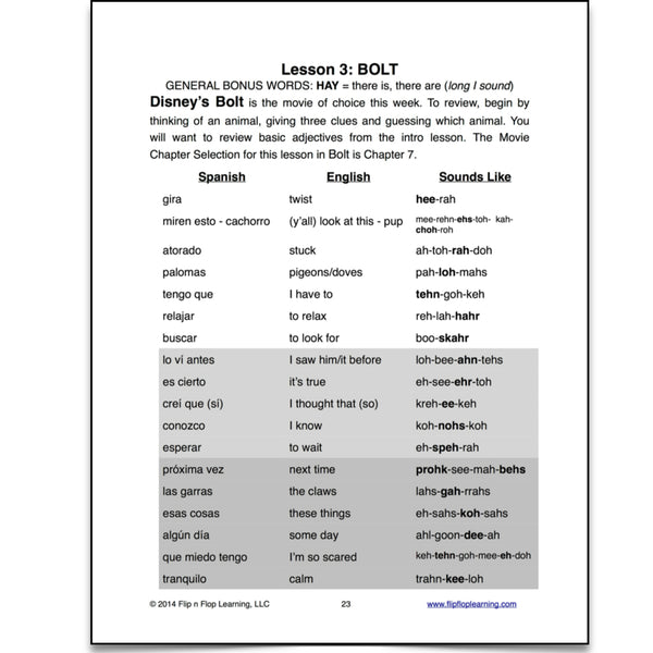 Flip Flop Spanish Vocabulary Builder: Movie Magic - Homeschool Spanish Curriculum | Flip Flop Spanish