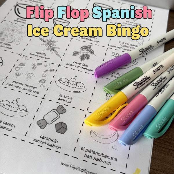 Flip Flop Spanish Bingo: Ice Cream/ Helado