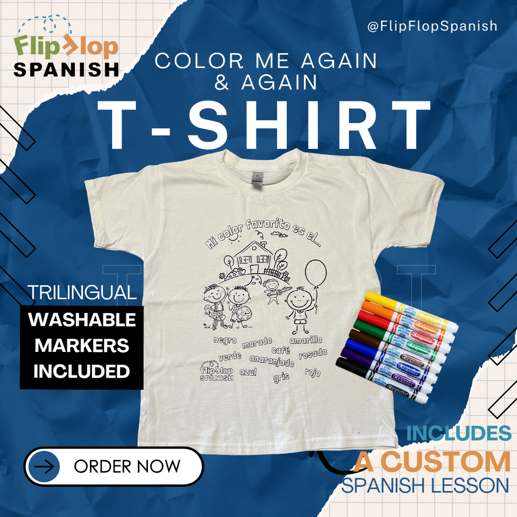 Spanish Coloring T Shirt With Washable Markers Flip Flop Spanish Spanish Coloring T Shirt With Washable Markers Flip Flop Spanish