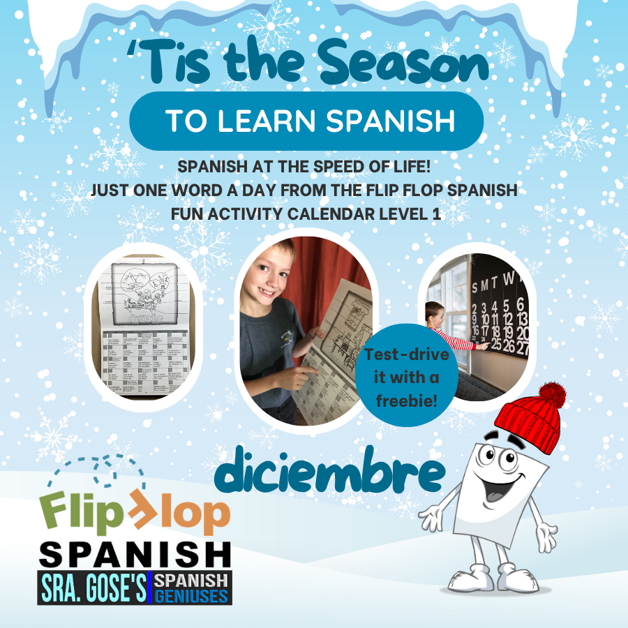DECEMBER Sample - Spanish Fun Activity Calendar Level 1