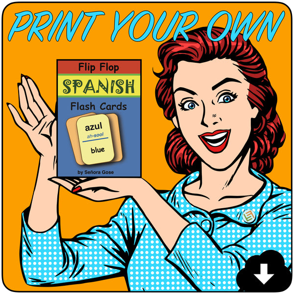 Flip Flop Spanish Flash Cards: Azul (Printable)