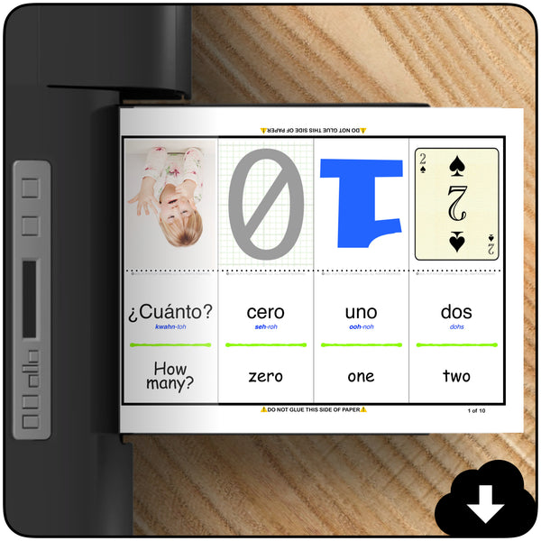 Flip Flop Spanish Flash Cards: Counting (Printable)