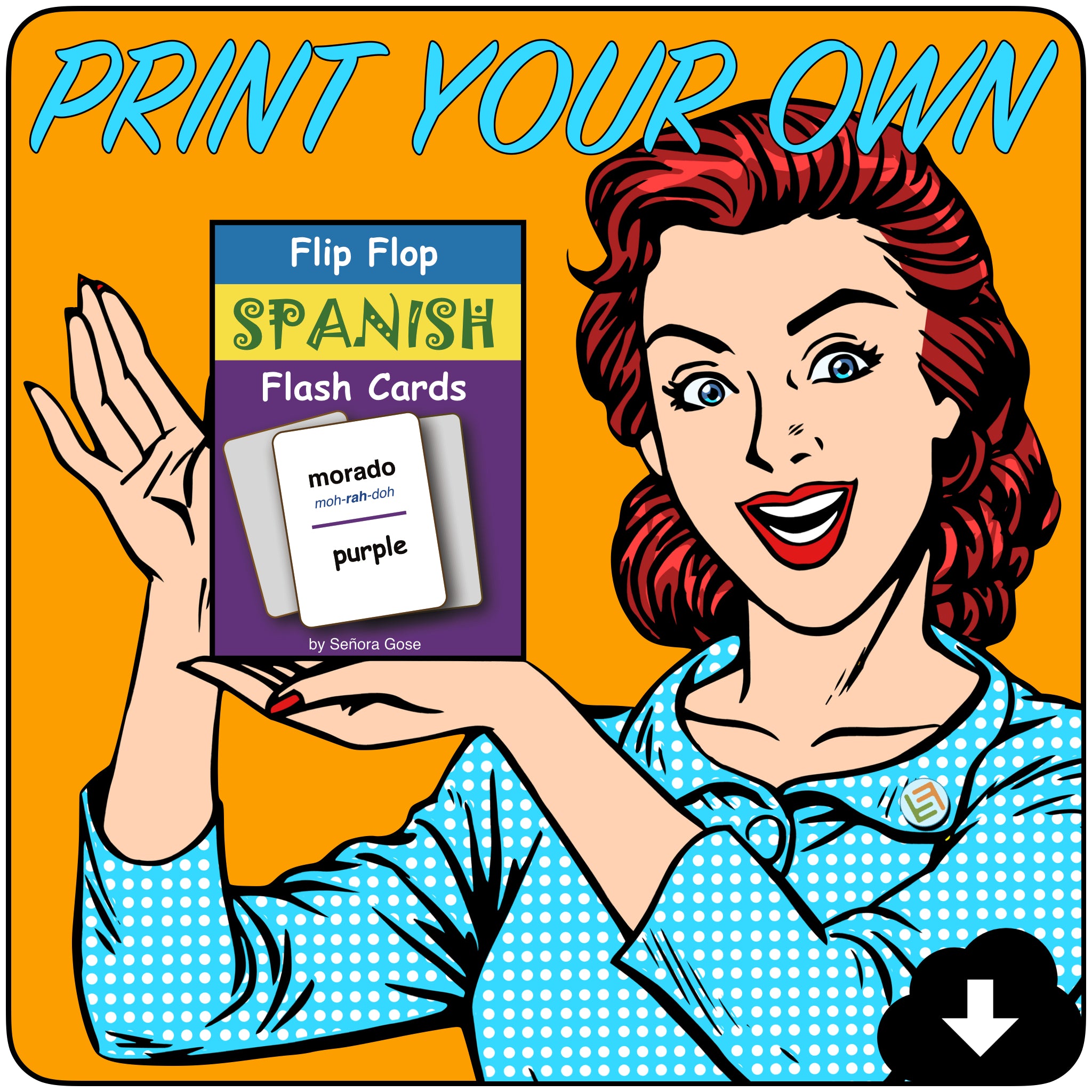 Flip Flop Spanish Flash Cards: Morado (Printable)