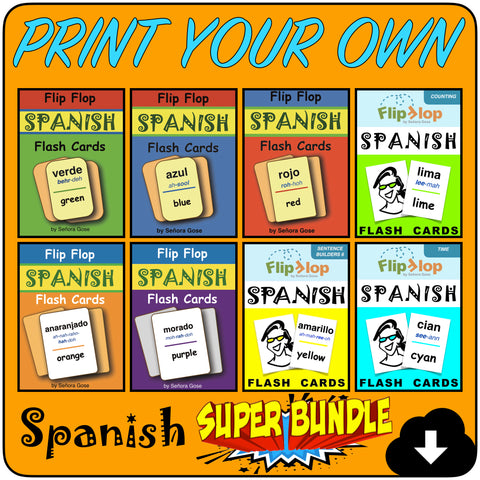 Flip Flop Spanish Flash Cards *Super Bundle* (Printable)