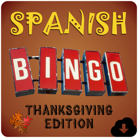 Spanish Bingo Thanksgiving Edition - Homeschool Spanish Curriculum | Flip Flop Spanish  