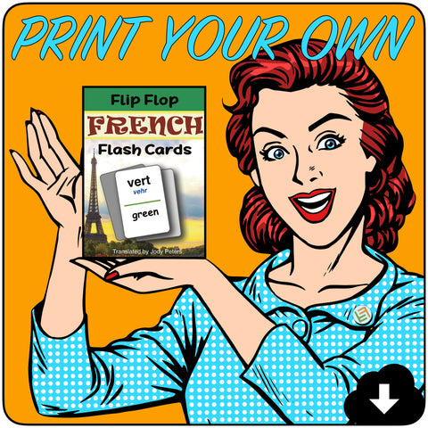 Flip Flop French Flash Cards: Vert (Printable)